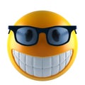 Cute smile emoji sphere with glasses