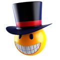 Cute smile emoji sphere with victorian top hat