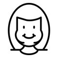 Cute smile woman overweight icon, outline style