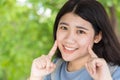 Cute smile young teen Asian student portait with healthy good teeth