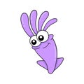 Cute smiley face purple squid, doodle icon image kawaii
