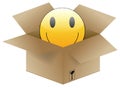 A cute smiley face in a shipping box