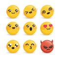 Cute smiley faces with different emotions set