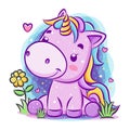 Cute smiley unicorn play around the garden Royalty Free Stock Photo