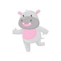 Cute smiling adorable hippo, lovely behemoth animal cartoon character vector Illustration Royalty Free Stock Photo