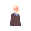 Cute smiling avatar of old man with white hair