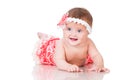 Cute smiling baby girl in a pink dress Royalty Free Stock Photo