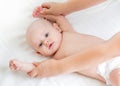 Cute smiling baby gymnastic practice Royalty Free Stock Photo