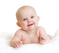 Cute smiling baby kid lying