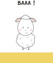 Cute Smiling Baby Sheep Standing Illustration