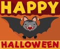 Cute Smiling Bat in Flat Style for Halloween Celebration, Vector Illustration Royalty Free Stock Photo