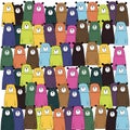Cute smiling bear vector cartoon illustration. Wild zoo animal pattern. Fluffy adorable pets looking straight.