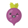 Cute smiling beet, isolated colorful vector vegetable icon