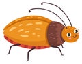 Cute smiling beetle. Funny character for baby print