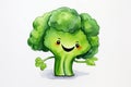 cute smiling broccoli AI generated