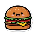 Cute smiling burger with lettuce and cheese clipart Royalty Free Stock Photo