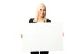 Cute smiling businesswoman with whiteboard Royalty Free Stock Photo