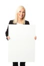 Cute smiling businesswoman with whiteboard Royalty Free Stock Photo