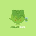 Cute Smiling Cabbage Juice Character Royalty Free Stock Photo