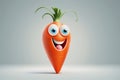 Cute smiling carrot character on a light background.
