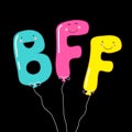 Cute smiling cartoon characters of letters BFF Best Friends Forever as party balloons