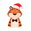 Cute smiling cartoon tiger portrait isolated Royalty Free Stock Photo