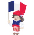 Cute smiling cartoon young man in sans culottes costume