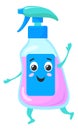 Cute smiling cleaning detergent bottle. Cartoon character