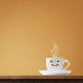 Cute smiling coffee cup character