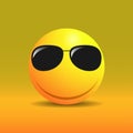 Cute smiling emoticon in sunglasses Royalty Free Stock Photo