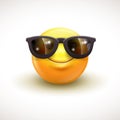 Cute smiling emoticon wearing black sunglasses, emoji, smiley - vector illustration Royalty Free Stock Photo