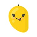 Cute smiling exotic mango, isolated colorful vector fruit icon Royalty Free Stock Photo