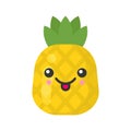 Cute smiling exotic pineapple, isolated colorful vector fruit icon