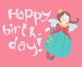 Cute smiling fairy happy birtdhay card