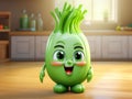 cute smiling fennel cartoon character