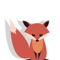 Cute smiling fox vector cartoon illustration. Wild zoo animal icon. Fluffy adorable pet looking straight. Isolated on white. Fores Royalty Free Stock Photo