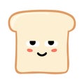 Cute smiling funny kawaii slice toast or bread. Isolated on white background