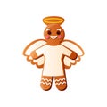 Cute smiling gingerbread angel with white milk cream Royalty Free Stock Photo