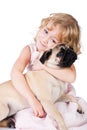 Cute smiling girl with lovely dog isolated Royalty Free Stock Photo