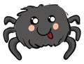 Cute smiling grey spider with red tounge out vector illustration