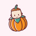 Cute smiling halloween baby pumpkin cartoon vector illustration logo Royalty Free Stock Photo