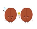 Cute smiling happy coffee bean with question mark Royalty Free Stock Photo