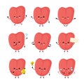 Cute smiling happy human tongue set