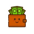 Cute smiling happy money wallet. Vector