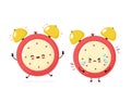 Cute smiling happy and sad cry alarm time Royalty Free Stock Photo