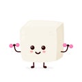 Cute smiling happy strong tofu make fitness