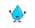 Cute Smiling Happy Water Drop, Vector Flat Cartoon Face Character Illustration, Isolated On White Background, Water Aqua Drop