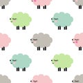 Cute smiling lambs seamless pattern on white background. Royalty Free Stock Photo