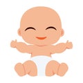 Cute smiling little child, sitting in diapers. Baby, infant, child, babe, kid. Vector illustration