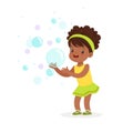 Cute smiling little girl playing bubbles vector Illustration Royalty Free Stock Photo